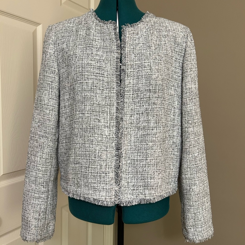 Calvin Klein Women's Black and White Tweed Blazer